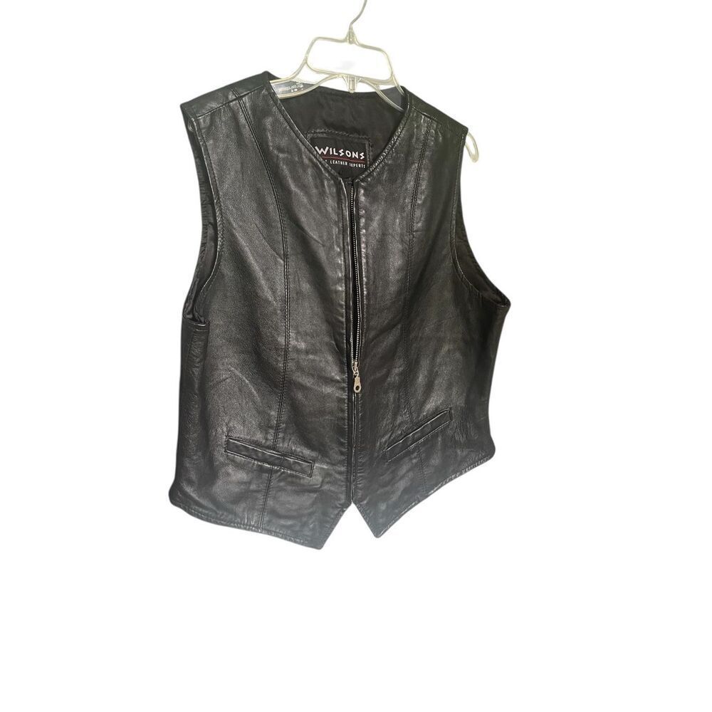 Wilsons The Leather Experts Sleeveless Vest Full Zip L Black Moto